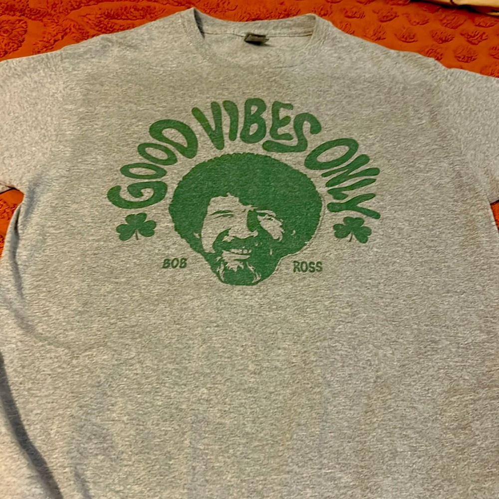 Good Vibes- Bob Ross grey tshirts size medium i